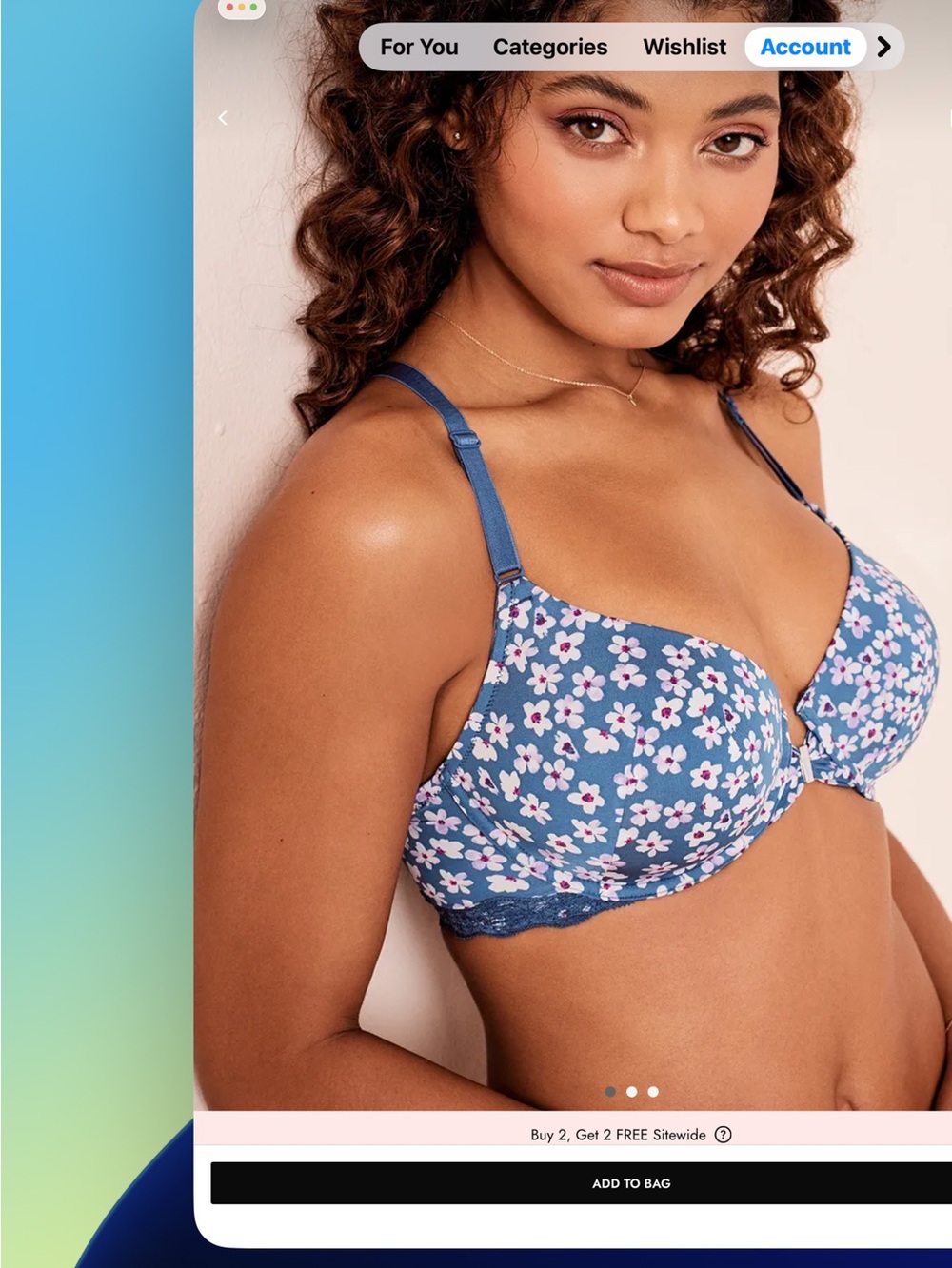 Adore me Blue Floral Lace-Trim Underwire Bra Front closure. Very sexy!